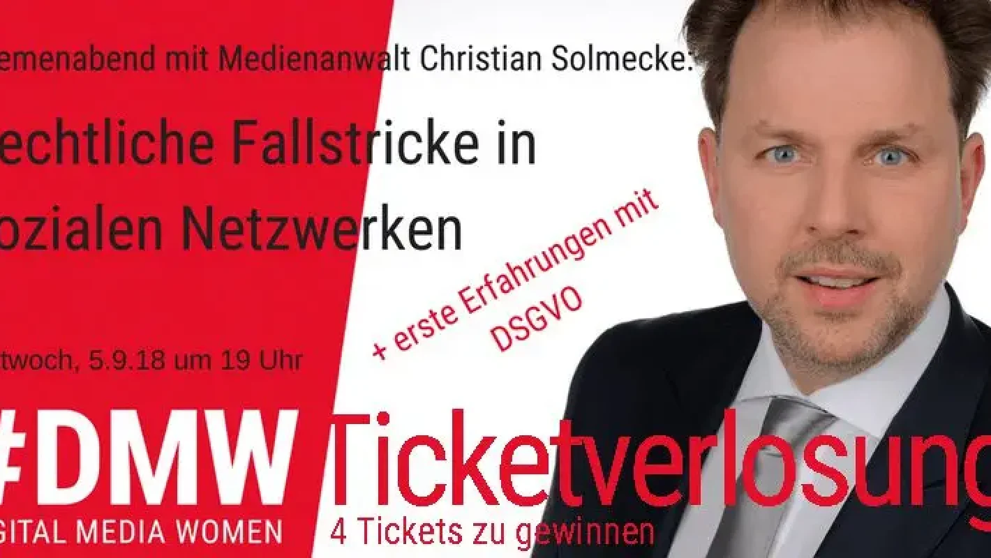 Ticketverlosung für DSGVO-Themenabend der DMW Köln mit Medienanwalt Christian Solmecke
