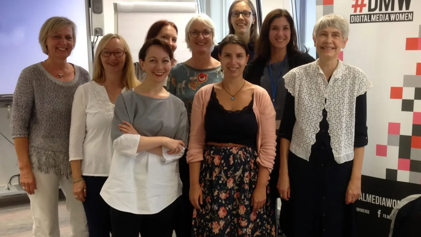 Die Teilnehmerinnen am #DMW-Moderationsworkshop am Freitag, 21.9.2018 in Frankfurt.